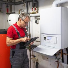 Kontrolle einer Gas-Brennwert-Therme